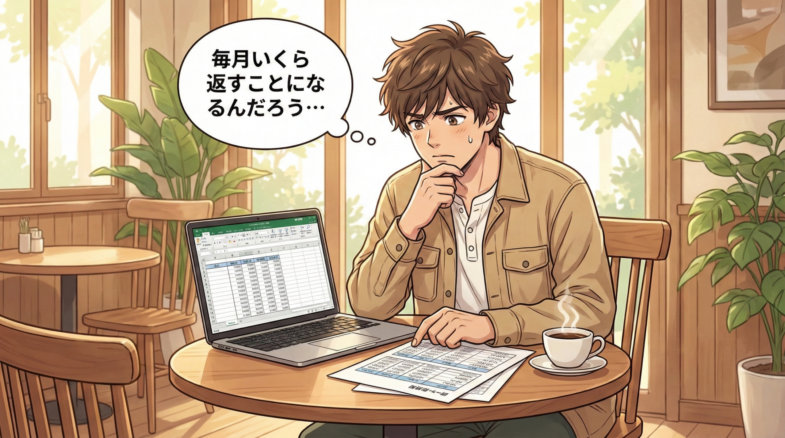 融資の返済額に悩む青年